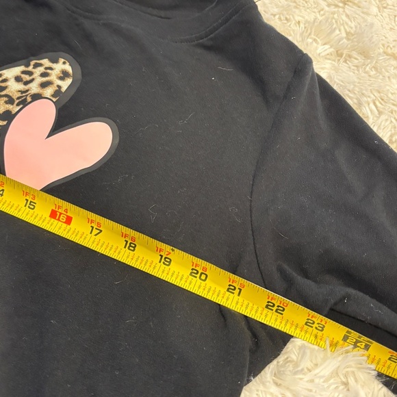 NY&CO Black sweater boat neck cheetah print three hearts size LARGE - Picture 2 of 8